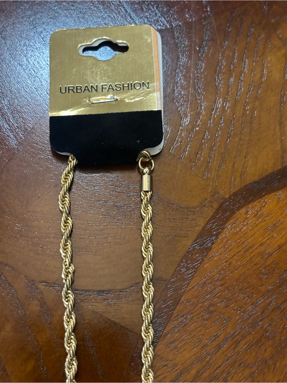 Gold-toned Pendant Necklace with Red Emerald-Cut Stone - Picture 5 of 5